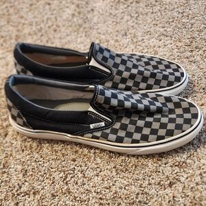 Vans Classic Slip-on Checkered Shoes - Charcoal & Black